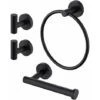 Black Towel And Toilet Roll Holder Set Bathroom Accessory Set 4 Piece Toilet Roll Holder And Towel Ring And Hook SUS304 Stainless Steel Wall Mounted 2 Black Towel And Toilet Roll Holder Set Bathroom Accessory Set 4 Piece Toilet Roll Holder And Towel Ring And Hook SUS304 Stainless Steel Wall Mounted -Home Sale Shop 59151907 1