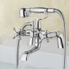Victorian Traditional Bath Bathtub Mixer Tap With Shower Dual Lever Bathtub Taps Mixer Shower Handset Bathroom Chrome Deck Mounted 1 Victorian Traditional Bath Bathtub Mixer Tap With Shower Dual Lever Bathtub Taps Mixer Shower Handset Bathroom Chrome Deck Mounted -Home Sale Shop 59499099 1