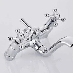Victorian Traditional Bath Bathtub Mixer Tap With Shower Dual Lever Bathtub Taps Mixer Shower Handset Bathroom Chrome Deck Mounted -Home Sale Shop 59499099 3