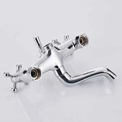 Victorian Traditional Bath Bathtub Mixer Tap With Shower Dual Lever Bathtub Taps Mixer Shower Handset Bathroom Chrome Deck Mounted -Home Sale Shop 59499099 4