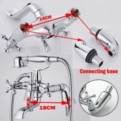 Victorian Traditional Bath Bathtub Mixer Tap With Shower Dual Lever Bathtub Taps Mixer Shower Handset Bathroom Chrome Deck Mounted -Home Sale Shop 59499099 5
