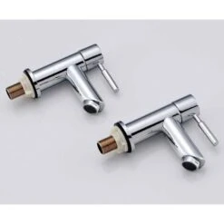 Bathroom Basin Pillar Taps, Pair Basin Sink Mixer Taps, 1/4 Turn Washroom Pair Faucets Twin Lever, 2 Pcs Morden Taps -Home Sale Shop 59499806 4