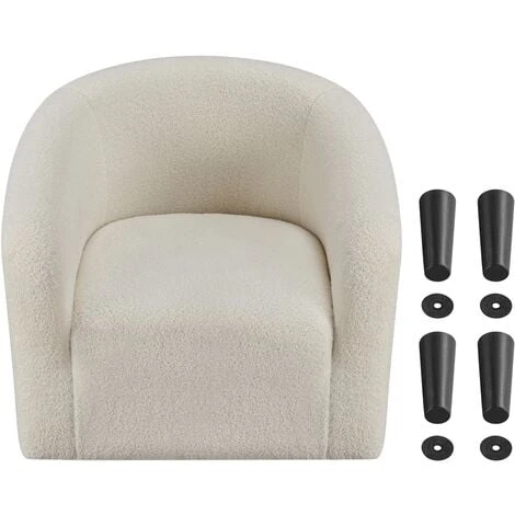 Yaheetech Boucle Club Chair Accent Barrel Chair Upholstered Arm Chair, W70.5 X D65 X H73cm, Ivory 6 Yaheetech Boucle Club Chair Accent Barrel Chair Upholstered Arm Chair, W70.5 X D65 X H73cm, Ivory - Image 4