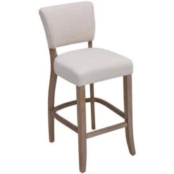 Livingandhome Set Of 2 Height Linen Bar Stool For Kitchen, Beige -Home Sale Shop 60359568 3