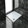 ELEGANT 800 X 800 X 40 Mm Rectangular Low Profile Shower Tray White Stone Shower Base Tray For Shower Enclosure Bathroom With Waste Trap