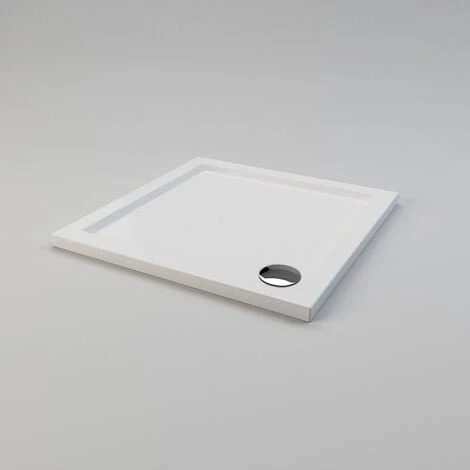ELEGANT 800 X 800 X 40 Mm Rectangular Low Profile Shower Tray White Stone Shower Base Tray For Shower Enclosure Bathroom With Waste Trap 4 ELEGANT 800 X 800 X 40 Mm Rectangular Low Profile Shower Tray White Stone Shower Base Tray For Shower Enclosure Bathroom With Waste Trap - Image 2