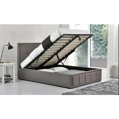 4FT Small Double Stunning Soft Grey Hannover Deep Cushioned Headboard Fabric Ottoman Bed Frame 3 4FT Small Double Stunning Soft Grey Hannover Deep Cushioned Headboard Fabric Ottoman Bed Frame