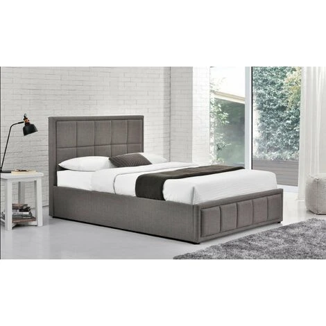 4FT Small Double Stunning Soft Grey Hannover Deep Cushioned Headboard Fabric Ottoman Bed Frame 4 4FT Small Double Stunning Soft Grey Hannover Deep Cushioned Headboard Fabric Ottoman Bed Frame - Image 2