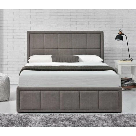 4FT Small Double Stunning Soft Grey Hannover Deep Cushioned Headboard Fabric Ottoman Bed Frame 6 4FT Small Double Stunning Soft Grey Hannover Deep Cushioned Headboard Fabric Ottoman Bed Frame - Image 4
