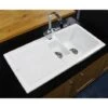 Ceramic 1.5 Bowl Kitchen Sink With Waste By Rak - White - 20 Year Guarantee 1 Ceramic 1.5 Bowl Kitchen Sink With Waste By Rak - White - 20 Year Guarantee -Home Sale Shop 64565058 1