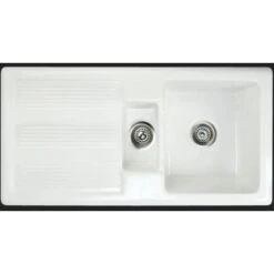Ceramic 1.5 Bowl Kitchen Sink With Waste By Rak - White - 20 Year Guarantee -Home Sale Shop 64565058 3