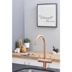 SIA KT3CU Copper Swan Neck Twin Lever Contemporary Monobloc Kitchen Mixer Tap -Home Sale Shop 65334677 3