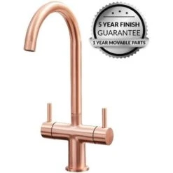 SIA KT3CU Copper Swan Neck Twin Lever Contemporary Monobloc Kitchen Mixer Tap -Home Sale Shop 65334677 5