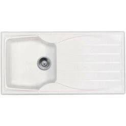 Astracast Sierra 1.0 Bowl Reversible White Kitchen Sink With Basket Waste Kit