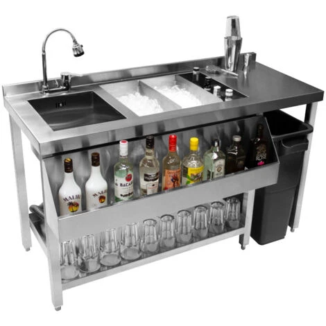 Cocktail Bar Station Stainless Steel 90L Insulated Ice Well 3 Cocktail Bar Station Stainless Steel 90L Insulated Ice Well