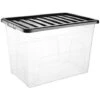 10 X 80 LITRE PLASTIC STORAGE BOX - STRONG - EXTRA LARGE - BLACK LID