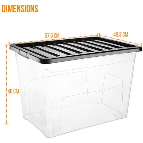 10 X 80 LITRE PLASTIC STORAGE BOX - STRONG - EXTRA LARGE - BLACK LID 4 10 X 80 LITRE PLASTIC STORAGE BOX - STRONG - EXTRA LARGE - BLACK LID - Image 2