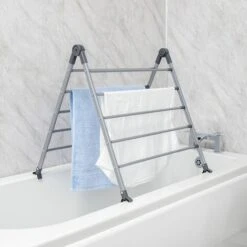 BLACK+DECKER BXLB0001GB Extendable Over Bath Airer, Grey Colour, Adjustable Rotation, 10 Drying Bars With 5.6m Total Drying Space, Folds For Compact Storage -Home Sale Shop 67312590 4
