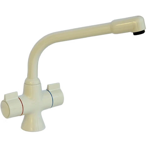 ENKI, Alpha, KT122, Cream, Brass Construction Dual Flow Kitchen Sink Mixer Tap For Basin, With Twin Levers & Swivel Spout Perfect For Low Pressure And Double Bowl Sinks, Drip Free Ceramic Valve 3 ENKI, Alpha, KT122, Cream, Brass Construction Dual Flow Kitchen Sink Mixer Tap For Basin, With Twin Levers & Swivel Spout Perfect For Low Pressure And Double Bowl Sinks, Drip Free Ceramic Valve