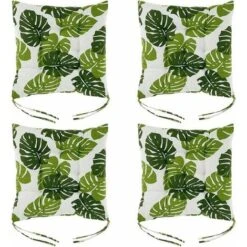 Floor Chair Cushions For Sofa And Dining Chair Set Of 4 Green/Green Turtle Leaf Linen Chair Cushions For Garden Kitchen Office 38 X 38cm (E)
