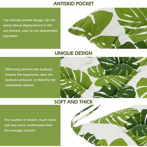 Floor Chair Cushions For Sofa And Dining Chair Set Of 4 Green/Green Turtle Leaf Linen Chair Cushions For Garden Kitchen Office 38 X 38cm (E) 4 Floor Chair Cushions For Sofa And Dining Chair Set Of 4 Green/Green Turtle Leaf Linen Chair Cushions For Garden Kitchen Office 38 X 38cm (E) - Image 2