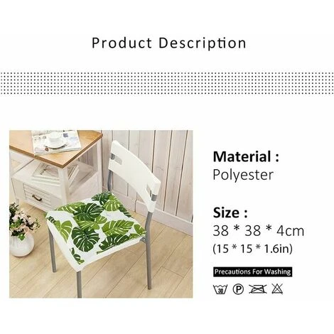 Floor Chair Cushions For Sofa And Dining Chair Set Of 4 Green/Green Turtle Leaf Linen Chair Cushions For Garden Kitchen Office 38 X 38cm (E) 6 Floor Chair Cushions For Sofa And Dining Chair Set Of 4 Green/Green Turtle Leaf Linen Chair Cushions For Garden Kitchen Office 38 X 38cm (E) - Image 4