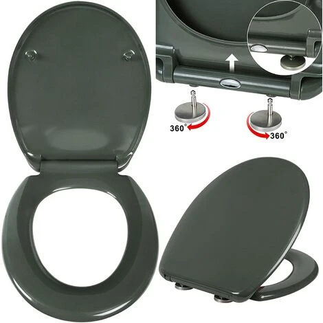 WOLTU Wooden Toilet Seats Soft Close WC Seat Hinge Ideal For Standard Toilet Grey Linen 4 WOLTU Wooden Toilet Seats Soft Close WC Seat Hinge Ideal For Standard Toilet Grey Linen - Image 2