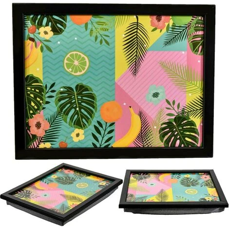 Large Wooden Soft Padded Cushioned Bean Bag Lap Dinner Laptop Food TV Tray (Tropical Fruit) 3 Large Wooden Soft Padded Cushioned Bean Bag Lap Dinner Laptop Food TV Tray (Tropical Fruit)