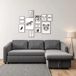 Livingandhome Dark Grey Corner Sofa Bed 3 Seater Sofa With Storage
