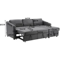 Livingandhome Dark Grey Corner Sofa Bed 3 Seater Sofa With Storage -Home Sale Shop 72243995 5