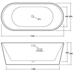 Freestanding Modern Double Ended Bath 1700mm - Duke By Voda Design -Home Sale Shop 72275217 3