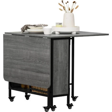 HOMCOM Mobile Drop Leaf Table Folding Kitchen Table Extendable Dining Table 3 HOMCOM Mobile Drop Leaf Table Folding Kitchen Table Extendable Dining Table