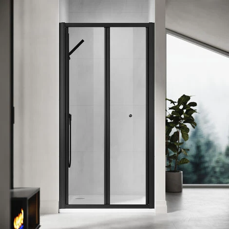 ELEGANT 900mm Bi-Fold Shower Door Reversible Folding Glass Inner Opening Design Shower Enclosure Cubicles Door Matt Black Frame 3 ELEGANT 900mm Bi-Fold Shower Door Reversible Folding Glass Inner Opening Design Shower Enclosure Cubicles Door Matt Black Frame