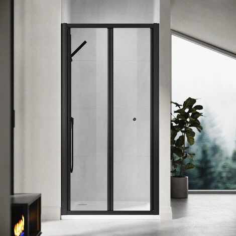 ELEGANT 760mm Bi-Fold Shower Door Reversible Folding Glass Inner Opening Design Shower Enclosure Cubicles Door Matt Black Frame 3 ELEGANT 760mm Bi-Fold Shower Door Reversible Folding Glass Inner Opening Design Shower Enclosure Cubicles Door Matt Black Frame