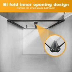 ELEGANT 900mm Black Frame Bifold Shower Door Enclosure Folding Bathroom Glass Wet Room -Home Sale Shop 75364992 5