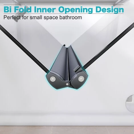 ELEGANT 700mm Black Frame Bifold Shower Door Enclosure Folding Bathroom Glass Wet Room 7 ELEGANT 700mm Black Frame Bifold Shower Door Enclosure Folding Bathroom Glass Wet Room - Image 5