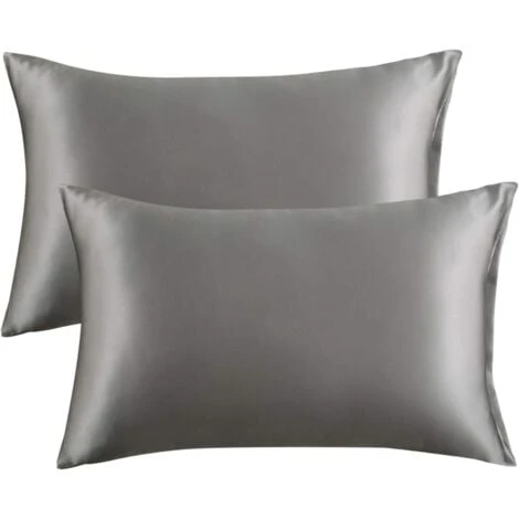 Satin Pillowcase For Hair And Skin, Set Of 2, Pillow Cases - Satin Cushion Covers With Envelope Closure, Dark Gray 3 Satin Pillowcase For Hair And Skin, Set Of 2, Pillow Cases - Satin Cushion Covers With Envelope Closure, Dark Gray