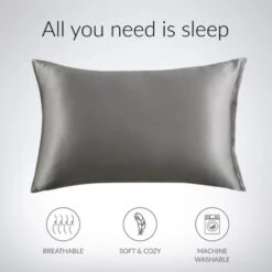 Satin Pillowcase For Hair And Skin, Set Of 2, Pillow Cases - Satin Cushion Covers With Envelope Closure, Dark Gray 10 Satin Pillowcase For Hair And Skin, Set Of 2, Pillow Cases - Satin Cushion Covers With Envelope Closure, Dark Gray -Home Sale Shop 77561607 4