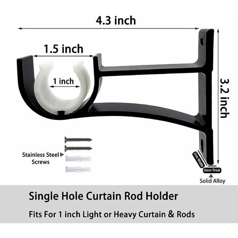 Curtain Rod Bracket, Small Curtain Rod Holder Bracket For Curtain Rods Heavy Duty Curtain Rod Hooks For Wall, Easy To Install 4 Curtain Rod Bracket, Small Curtain Rod Holder Bracket For Curtain Rods Heavy Duty Curtain Rod Hooks For Wall, Easy To Install - Image 2