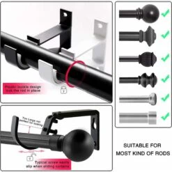 Curtain Rod Bracket, Small Curtain Rod Holder Bracket For Curtain Rods Heavy Duty Curtain Rod Hooks For Wall, Easy To Install 9 Curtain Rod Bracket, Small Curtain Rod Holder Bracket For Curtain Rods Heavy Duty Curtain Rod Hooks For Wall, Easy To Install -Home Sale Shop 77562054 3