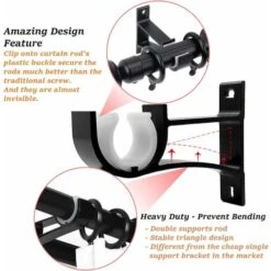 Curtain Rod Bracket, Small Curtain Rod Holder Bracket For Curtain Rods Heavy Duty Curtain Rod Hooks For Wall, Easy To Install 11 Curtain Rod Bracket, Small Curtain Rod Holder Bracket For Curtain Rods Heavy Duty Curtain Rod Hooks For Wall, Easy To Install -Home Sale Shop 77562054 5