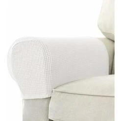 Pack Jacquard Stretch Sofa Armchair Armrest Covers Anti-Slip Furniture Protector Armrest Covers For Recliner Sofa With Free Fixing Tools