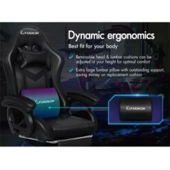 ELFORDSON Gaming Chair With RGB LED Light 8-Point Massage, Black 10 ELFORDSON Gaming Chair With RGB LED Light 8-Point Massage, Black -Home Sale Shop 77660633 4