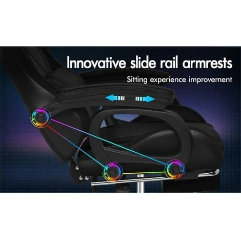 ELFORDSON Gaming Chair With RGB LED Light 8-Point Massage, Black 7 ELFORDSON Gaming Chair With RGB LED Light 8-Point Massage, Black - Image 5