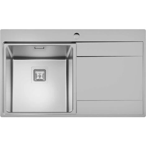 Sauber 1.0 Bowl Kitchen Sink Stainless Steel Square Inset Right Drainer Waste 6 Sauber 1.0 Bowl Kitchen Sink Stainless Steel Square Inset Right Drainer Waste - Image 4