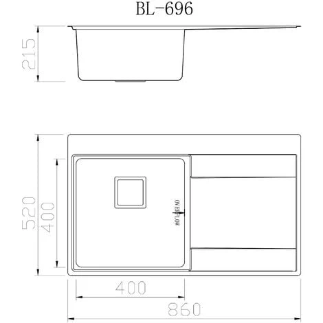 Sauber 1.0 Bowl Kitchen Sink Stainless Steel Square Inset Right Drainer Waste 7 Sauber 1.0 Bowl Kitchen Sink Stainless Steel Square Inset Right Drainer Waste - Image 5