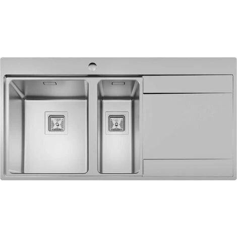 Sauber 1.5 Bowl Square Inset Stainless Steel Kitchen Sink Right Hand Drainer 4 Sauber 1.5 Bowl Square Inset Stainless Steel Kitchen Sink Right Hand Drainer - Image 2