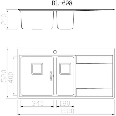 Sauber 1.5 Bowl Square Inset Stainless Steel Kitchen Sink Right Hand Drainer 6 Sauber 1.5 Bowl Square Inset Stainless Steel Kitchen Sink Right Hand Drainer - Image 4