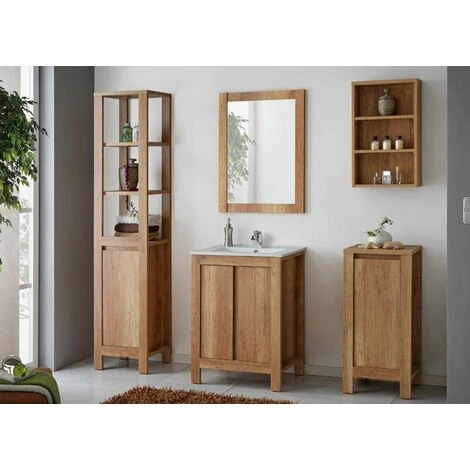 Bathroom Vanity Unit 600mm Floor Standing 60cm Sink Cabinet Freestanding Oak Effect Classic 7 Bathroom Vanity Unit 600mm Floor Standing 60cm Sink Cabinet Freestanding Oak Effect Classic - Image 5