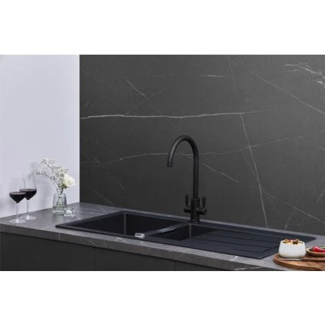 Franke Sirius S2D651CB 1.5 Bowl Tectonite Reversible Carbon Black Kitchen Sink 4 Franke Sirius S2D651CB 1.5 Bowl Tectonite Reversible Carbon Black Kitchen Sink - Image 2